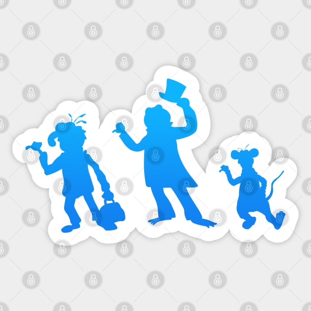 Hitchhiking Ghosts - Blue silhouette Sticker by Rackham